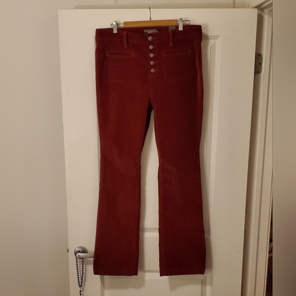 Torrid 12 TALL Red Corduroy Boot Cut Jeans Pants With Button Fly